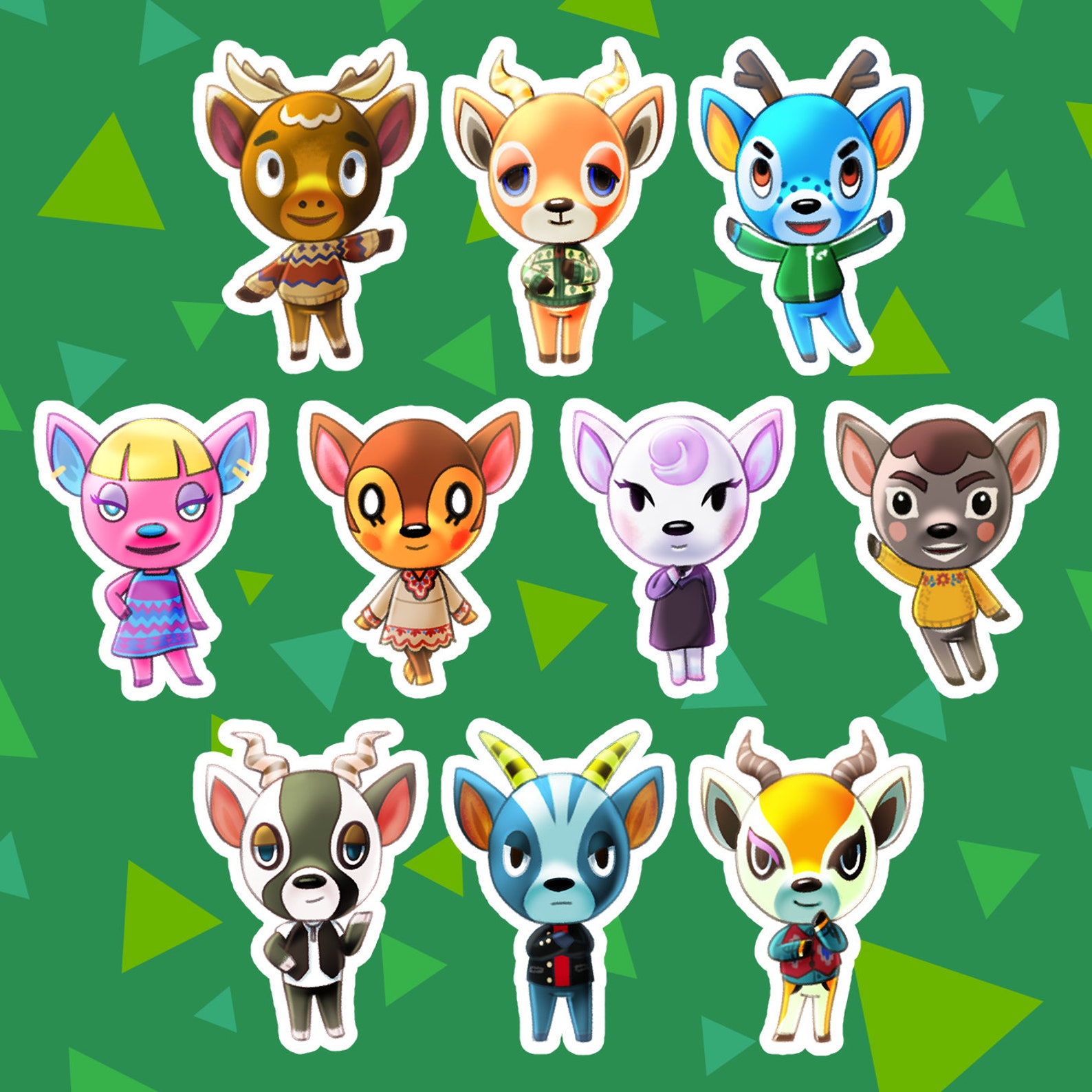 Animal Crossing Deer Villagers Matte Vinyl Stickers - Etsy