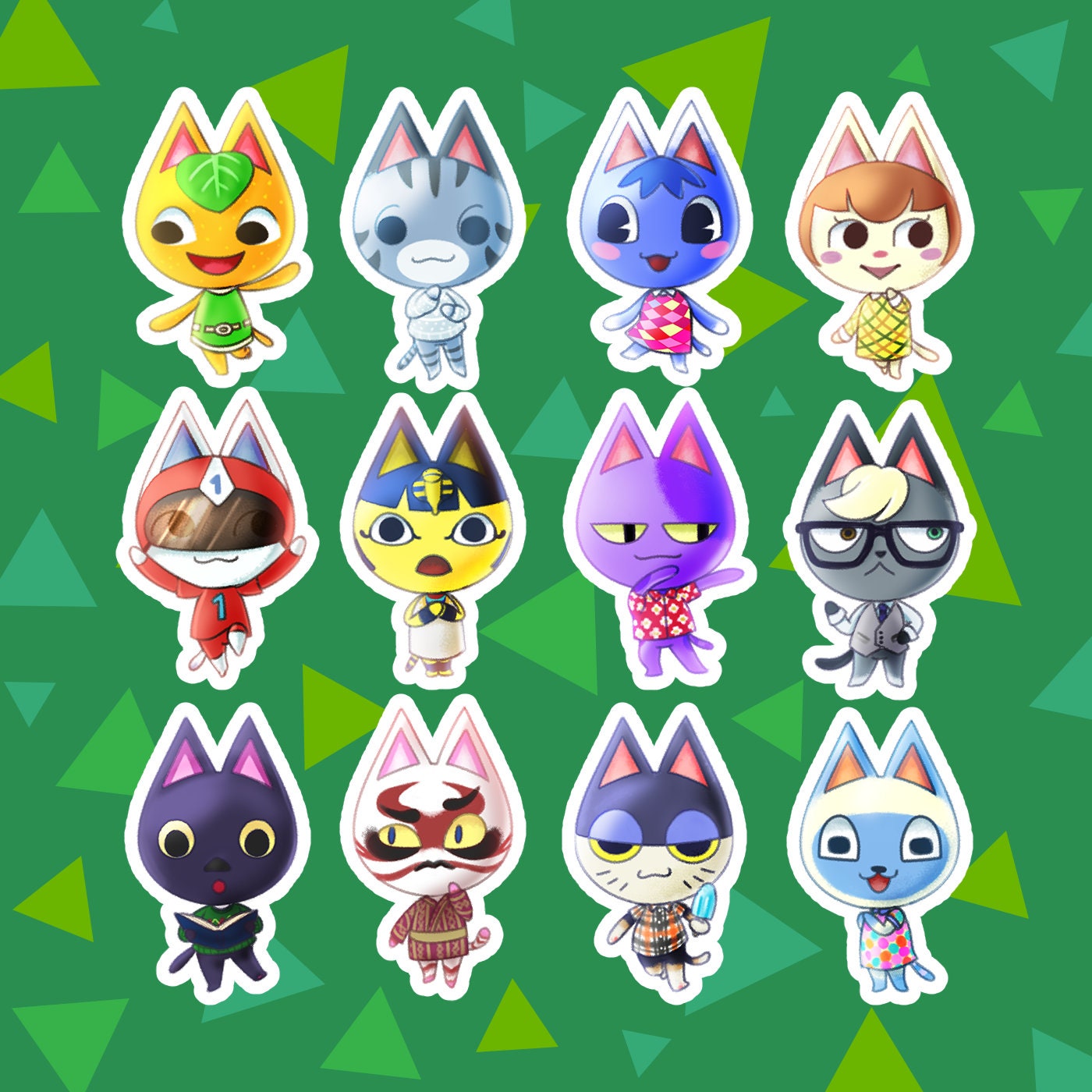 Animal Crossing Cat Villagers Matte Vinyl Stickers Etsy UK
