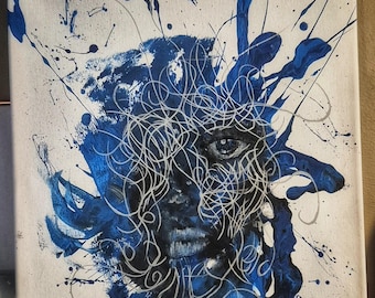 Underwater acrylic painting on canvas, 40 x 50 cm, hand-painted, unique piece