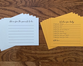 Advice for the parents to be & Wishes for baby printable shower cards INSTANT DOWNLOAD