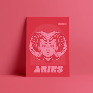 Aries Print - Aries Decor - Zodiac Sign - Zodiac Illustration - Horoscope Art - Astrology Art - March Birthday - April Birthday - Fire Sign