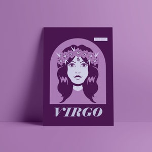 Virgo Zodiac Art Print – Astrology Wall Decor – Horoscope Illustration – Sun Sign Gift – August & September Birthday