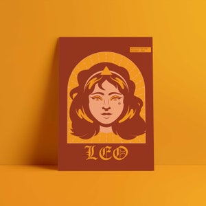 Leo Zodiac Art Print: Astrology Illustration, Horoscope Decor
