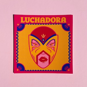 Luchadora Art Print - Latina Empowerment Wall Art - Colorful Mexican Wrestling Illustration - Gift for Her