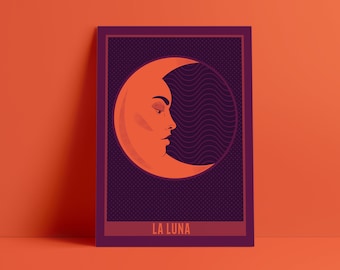 La Luna Print: Retro Moon Art Illustration