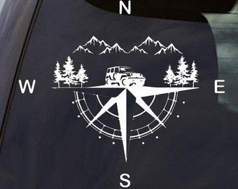 Camping Decal, camper decal, hiking decal, outdoorsy decal, lodging decal, camper compass, mountain decal, bunking decal, gift for hiker