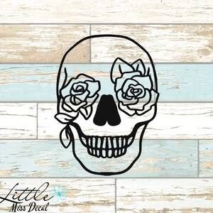Skull Rose Vinyl Decal, skull rose sticker, skull roses, skull vinyl decal, skull vinyl sticker, skull vinyl car sticker, skull sticker car