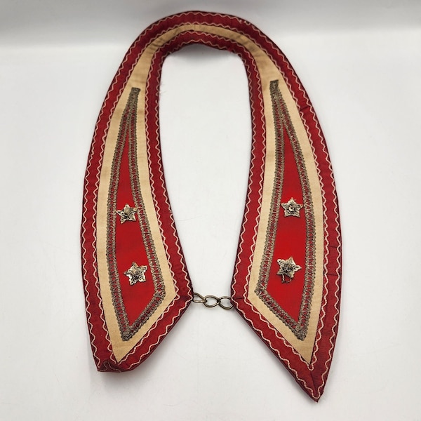 International Order of Odd Fellows Red Collar with Metallic Stars and Trim