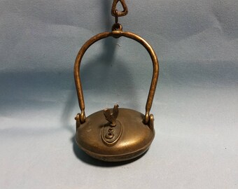 RARE Antique Brass French Miners Whale Oil Lamp, Circa 1800s