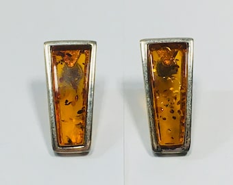 Genuine Baltic Amber Sterling Silver Post Earrings