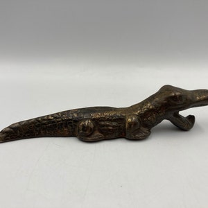 Vintage Cast Brass Alligator Bottle Opener image 1