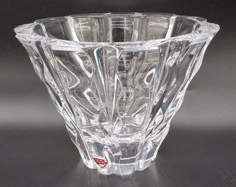 Vintage Orrefors Sweden Crystal "Wave" patterned vase, crystal vase, original sticker