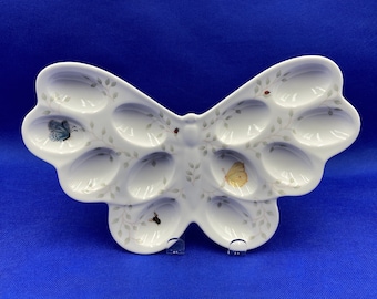 Vintage LENOX Butterfly Meadow Sculpted Deviled Egg Plate