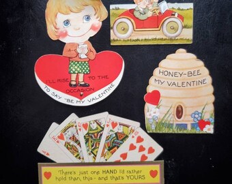Lot of 4 Vintage Valentines, Vintage Valentine Cards, Carrington, made in USA