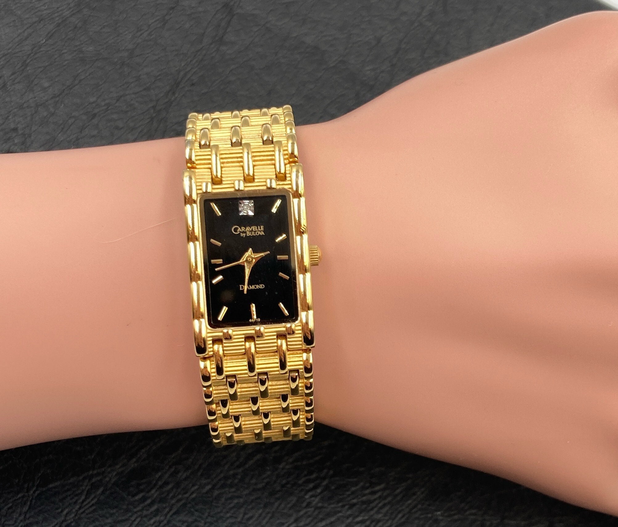 Vintage Caravelle Bulova Gold Rectangular Face Wrist Watch