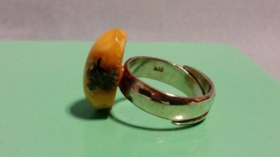 Genuine Baltic Amber Butter Color Sterling Ring - image 6