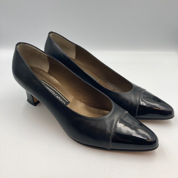 Vintage Roberto Capucci Black Leather Pumps with … - image 3