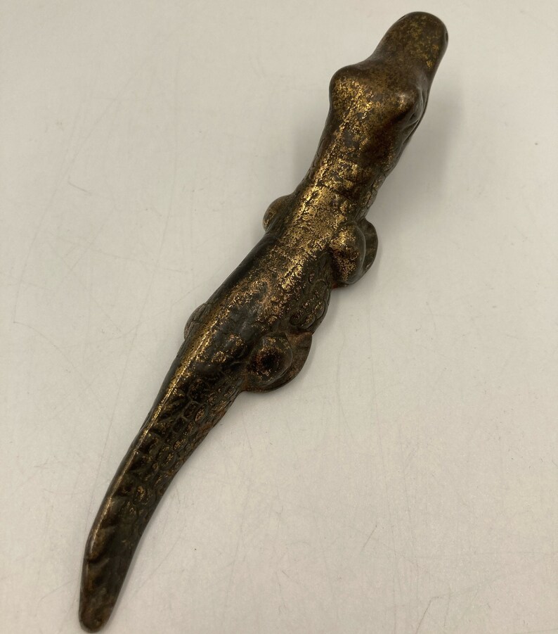 Vintage Cast Brass Alligator Bottle Opener image 2