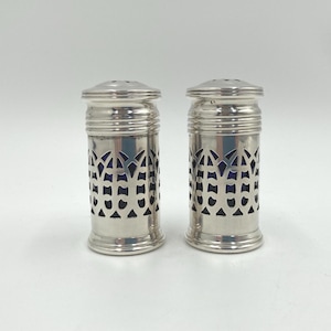 Birks Sterling Pierced Cobalt-Lined Salt and Pepper Set