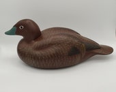 Vintage Hand Painted Wood Carved Duck Decoy Signed by K. Basta For Sportsman 39 s Club International