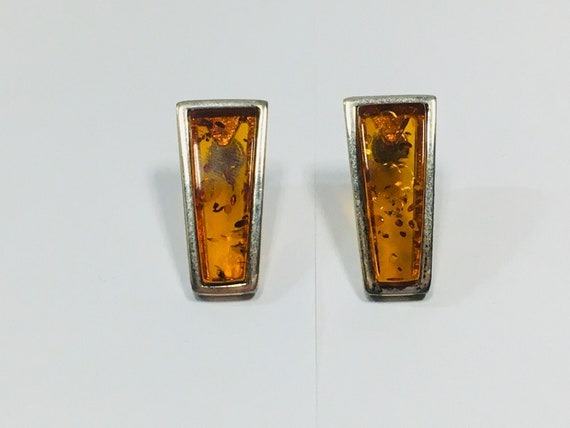 Genuine Baltic Amber Sterling Silver Post Earrings - image 1