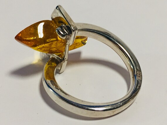 Baltic Amber Ring on Sterling Silver, Gorgeous Am… - image 9