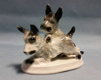 Porzellanfabrik Carl Scheidig (Germany) Terriers Playing Figurine, 1906-1935