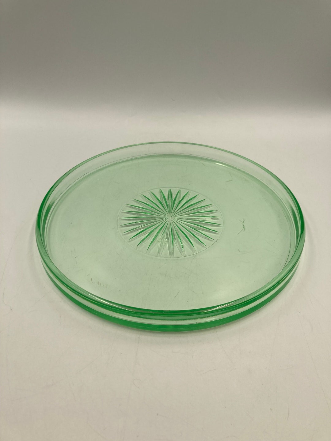 Vintage Vaseline Uranium Glass Cake Plate Starburst Design Etsy Il 1080xN.5521855325 3y8d