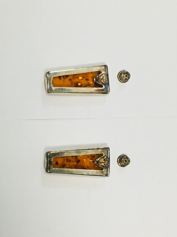 Genuine Baltic Amber Sterling Silver Post Earrings - image 4