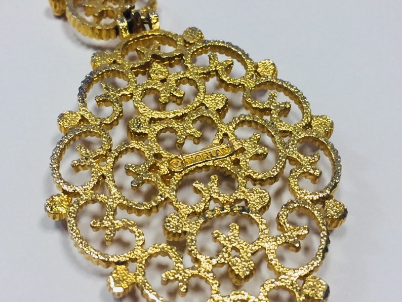 Vintage D/'Orlan Gold Tone Necklace Scrollwork Pendant and Chain