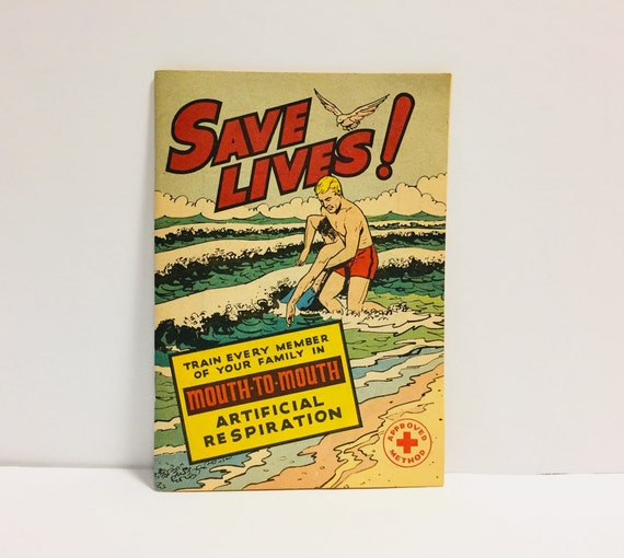 Vintage Mouth to Mouth Artificial Respiration Booklet, Save Lives Vintage  CPR Booklet, Canadian Red Cross Booklet 1960's 