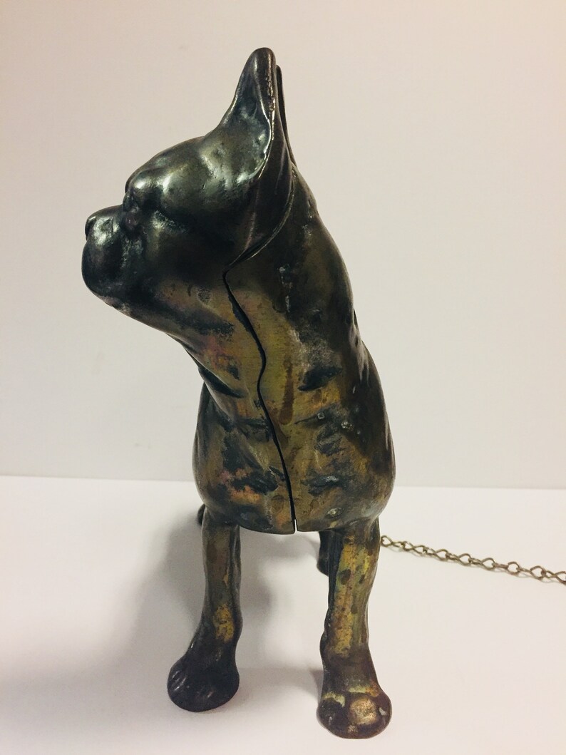 Antique Boston Terrier Cast Iron/steel Door Stop With Chain Etsy