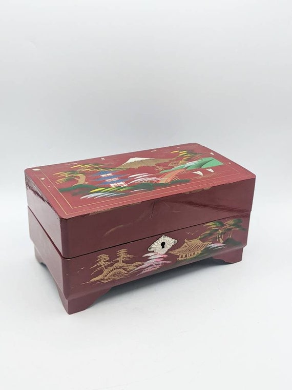 c. 1940s Vintage Asian Inspired Lacquered Musical… - image 1