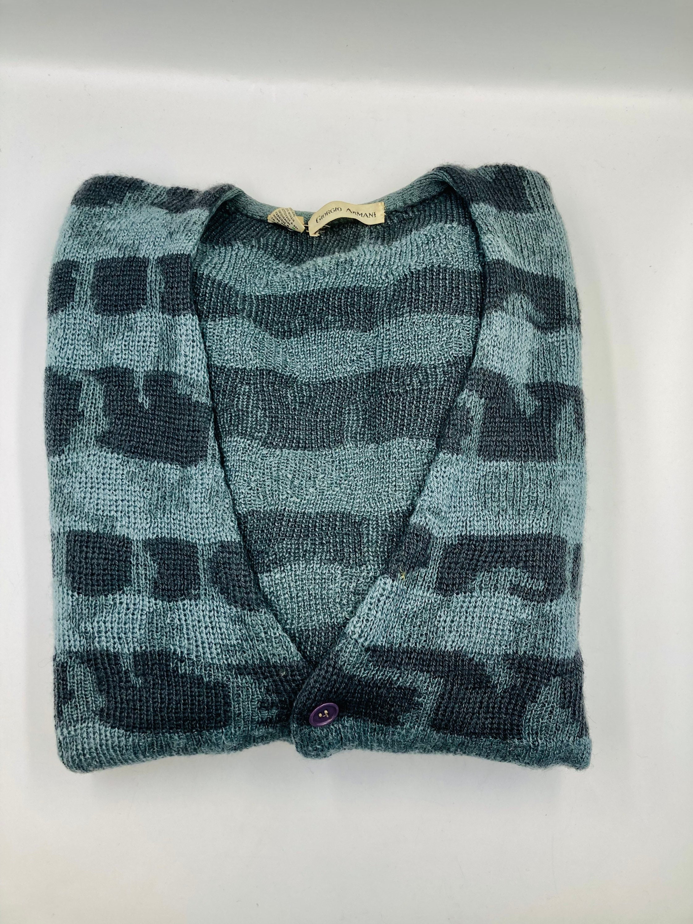 1980s Vintage GIORGIO ARMANI Knit Cardigan, Wool and Mohair