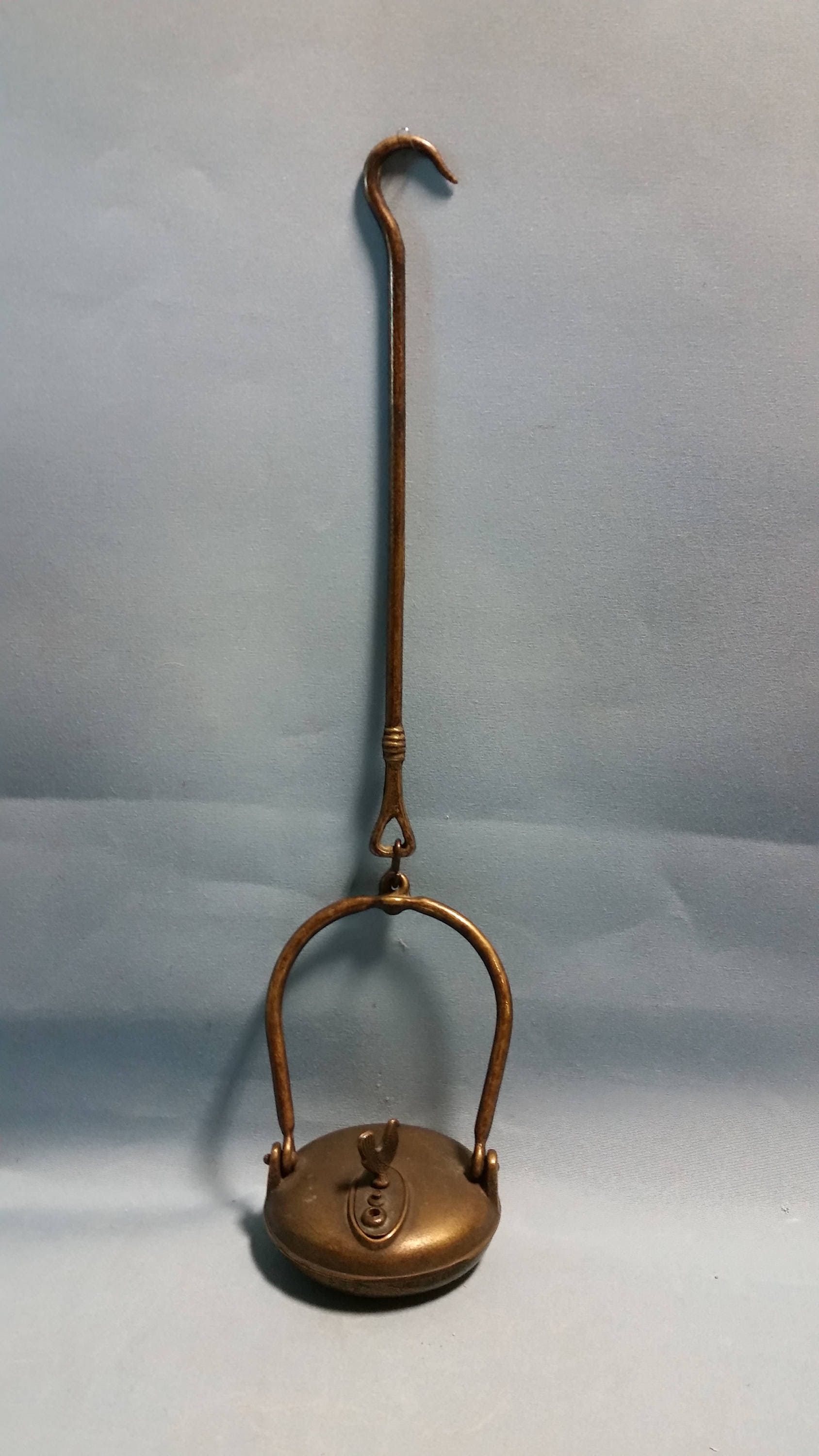 Small English-Export Brass Whale Oil Lamp with Copper Snuffer