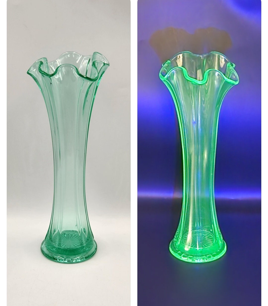 Uranium / Vaseline Glass Swung Vase Etsy