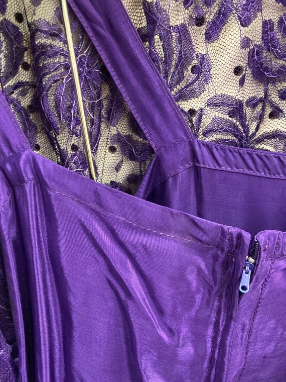 XL Vintage Purple Beaded and Sequined Blouse and … - image 9