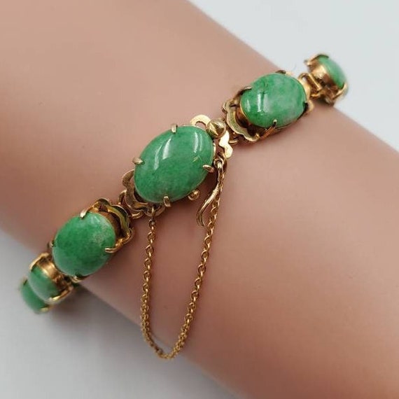 Tibetan Jade Bracelet with 14K Gold - Etsy