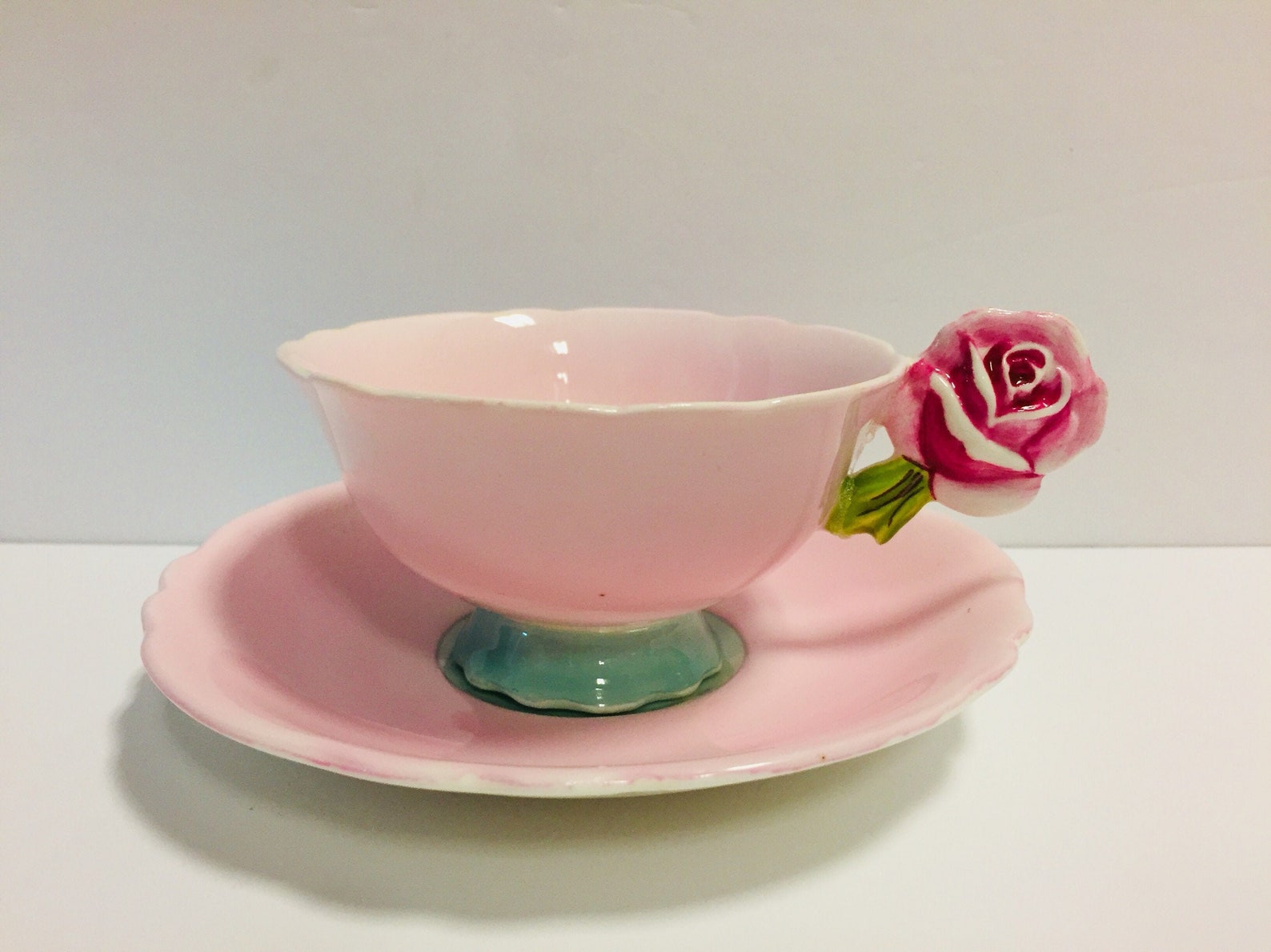 RARE Paragon Flower Handle Teacup and SaucerParagon Pink Rose Etsy