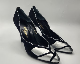 Sacha London Black Suede Pumps with Silver Accents, made in Spain, size 8B