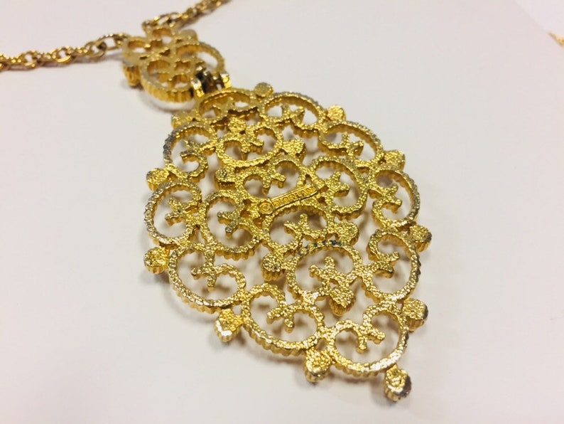 Vintage D/'Orlan Gold Tone Necklace Scrollwork Pendant and Chain