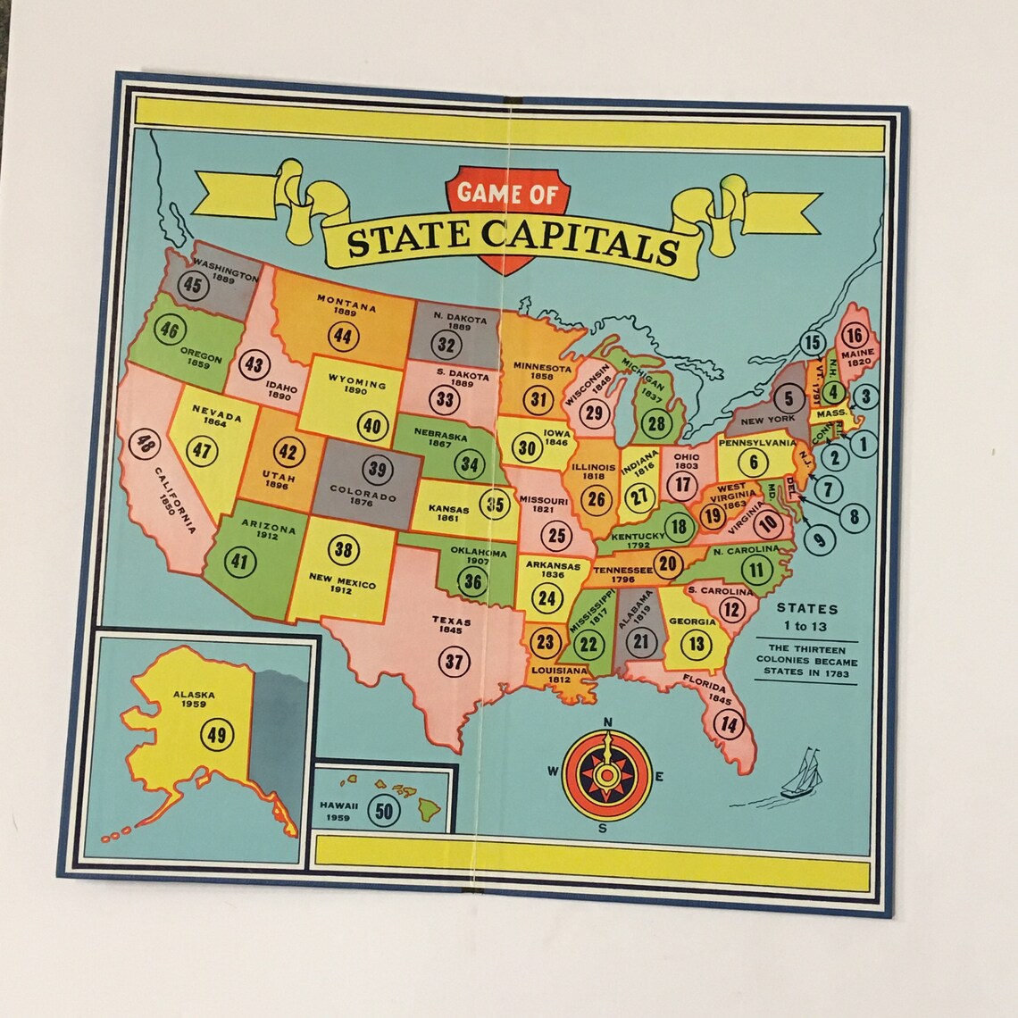 Vintage Game of State Capitals Board Game | Etsy