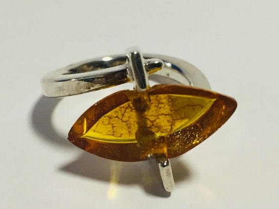 Baltic Amber Ring on Sterling Silver, Gorgeous Am… - image 2