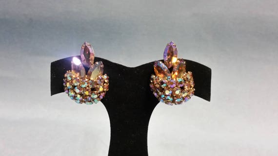 Vintage Sherman Lavender Earrings, Signed Sherman