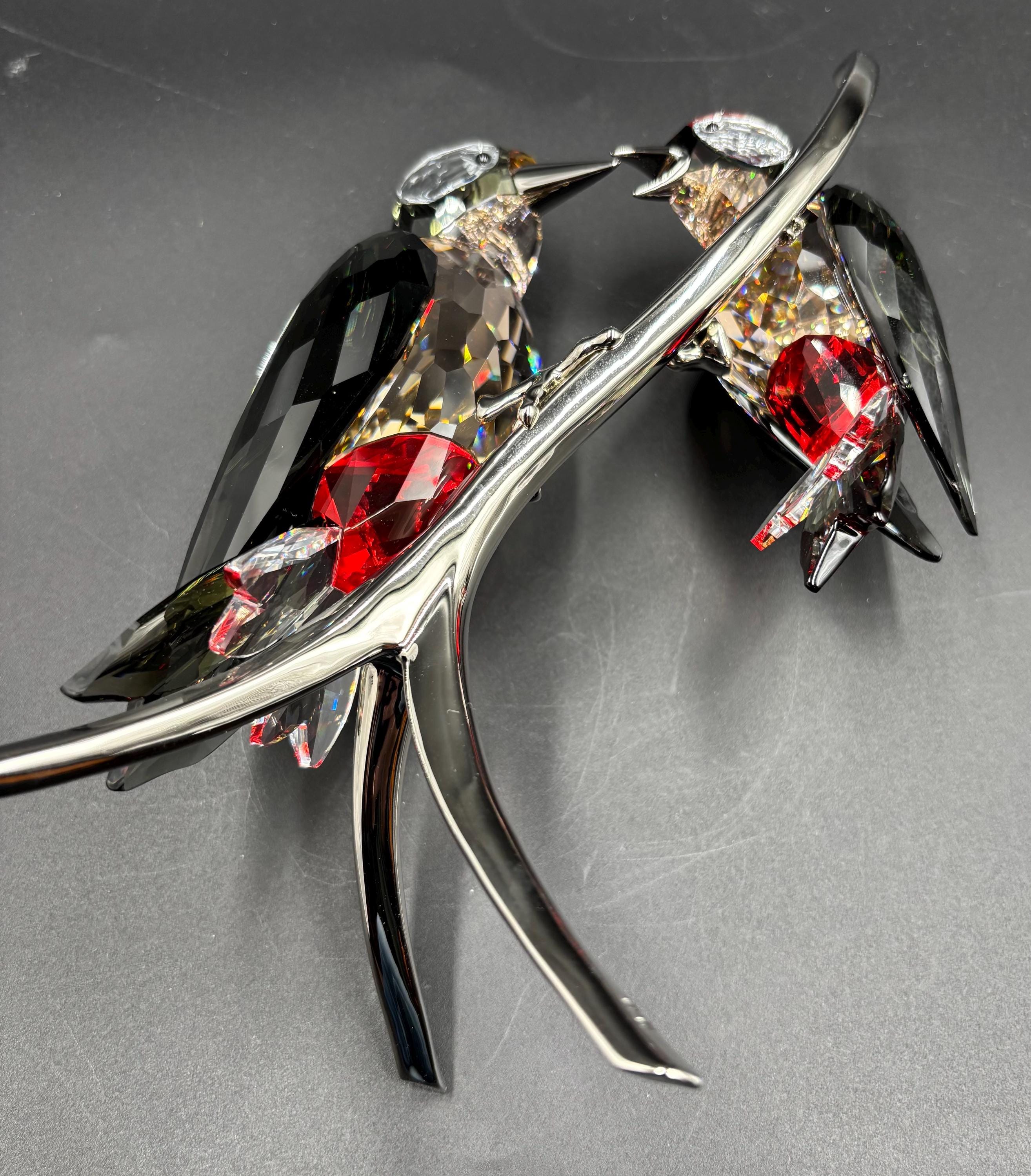 Artist Signed Retired Swarovski Woodpeckers 2009 Crystal Paradise