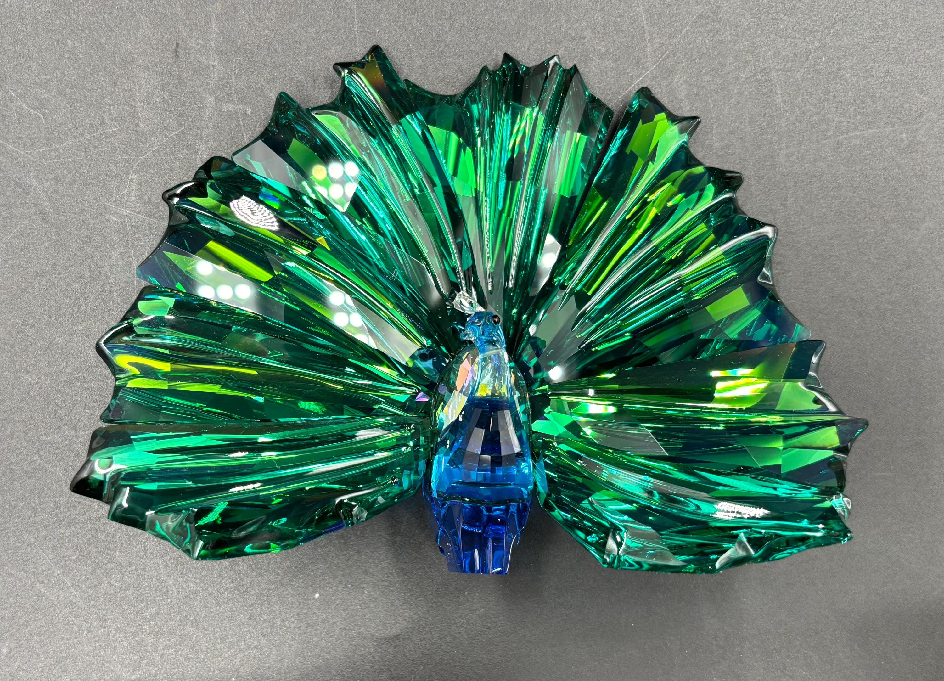 Swarovski ピーコック AB Peacock Crystal Figurine Swarovski - Etsy