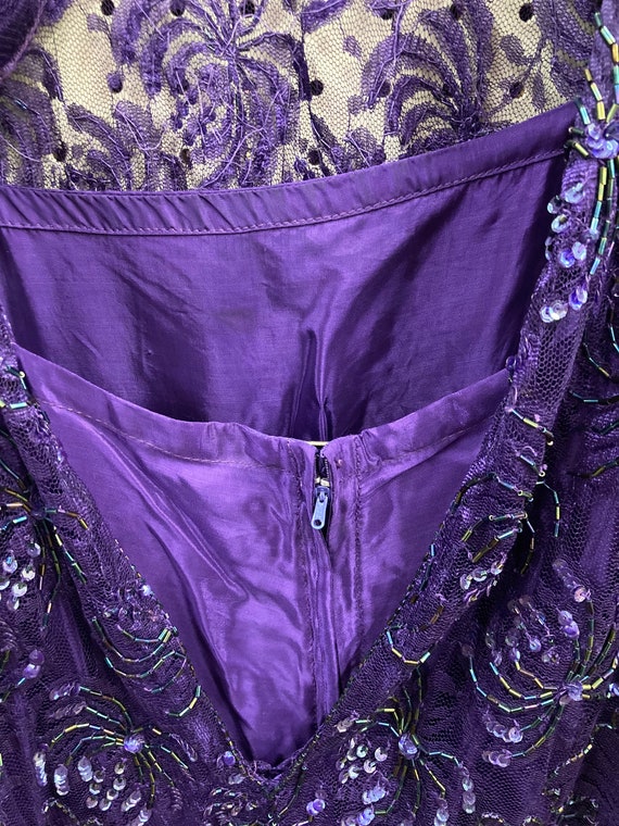 XL Vintage Purple Beaded and Sequined Blouse and … - image 10