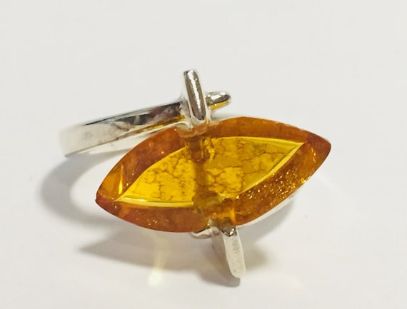 Baltic Amber Ring on Sterling Silver, Gorgeous Am… - image 1