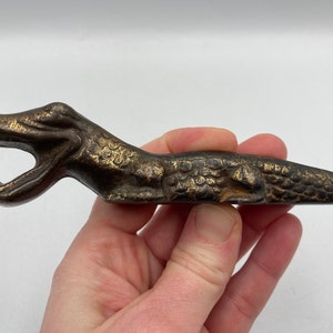 Vintage Cast Brass Alligator Bottle Opener image 4