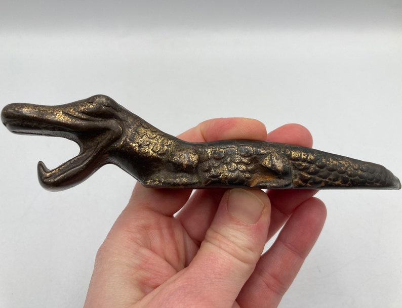 Vintage Cast Brass Alligator Bottle Opener image 4